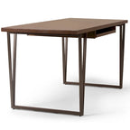 Bureau d'écriture industriel en bois massif 66 po avec tiroir à clavier - Marron vieilli naturel