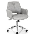 Chaise de bureau moderne en similicuir touffetée à dossier mi-hauteur - Gris