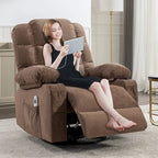 Fauteuil inclinable massant surdimensionné avec 2 porte-gobelets et un port de chargement USB