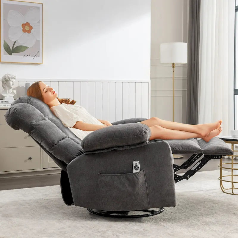 Fauteuil inclinable massant surdimensionné avec 2 porte-gobelets et un port de chargement USB