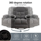 Fauteuil inclinable massant surdimensionné avec 2 porte-gobelets et un port de chargement USB