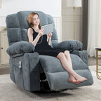 Fauteuil inclinable massant surdimensionné avec 2 porte-gobelets et un port de chargement USB