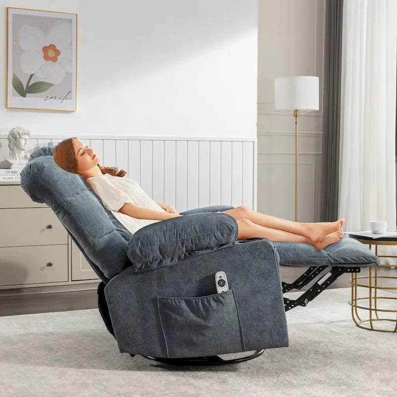 Fauteuil inclinable massant surdimensionné avec 2 porte-gobelets et un port de chargement USB