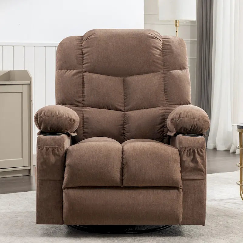 Fauteuil inclinable massant surdimensionné avec 2 porte-gobelets et un port de chargement USB