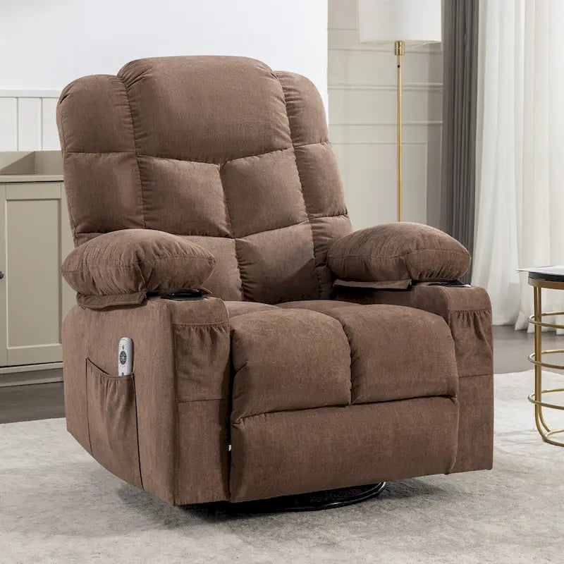 Fauteuil inclinable massant surdimensionné avec 2 porte-gobelets et un port de chargement USB