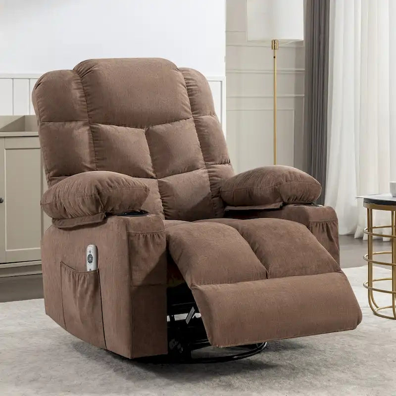 Fauteuil inclinable massant surdimensionné avec 2 porte-gobelets et un port de chargement USB