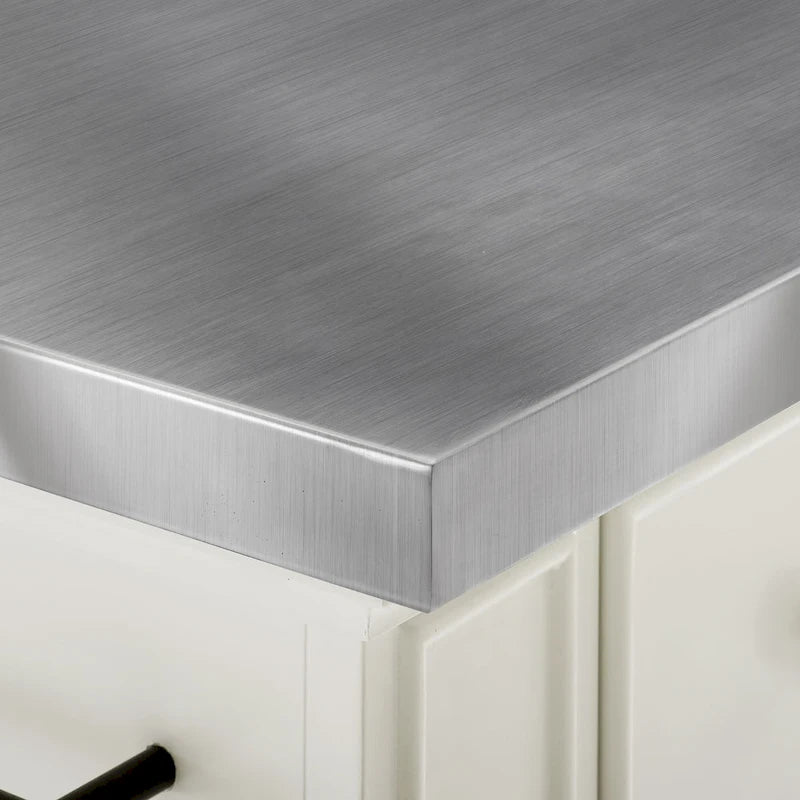 Îlot de Cuisine à Plateau en Acier Inoxydable avec Tabourets de Comptoir à Dossier en X - 50"L