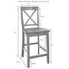 Îlot de Cuisine à Plateau en Acier Inoxydable avec Tabourets de Comptoir à Dossier en X - 50"L