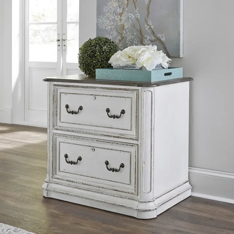 Meuble de classement latéral Junior Executive Media en blanc antique – 34 po de large
