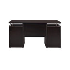 Bureau informatique avec 2 tiroirs, placard et tablette coulissante pour clavier - Marron