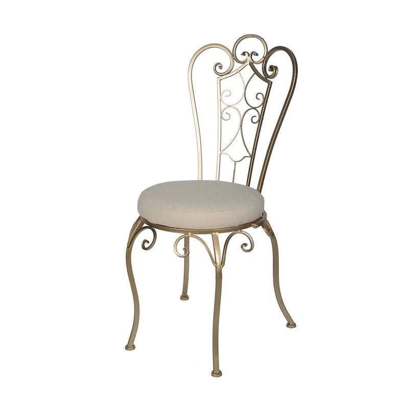 Chaise d'appoint pliante dorée 22" - Métal et bois de style shabby chic
