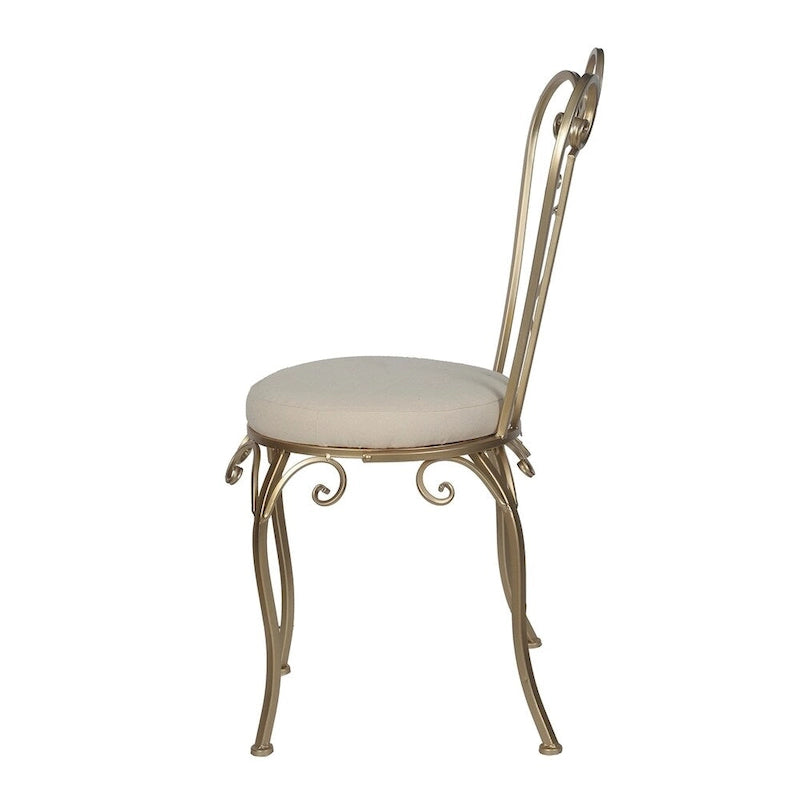 Chaise d'appoint pliante dorée 22" - Métal et bois de style shabby chic