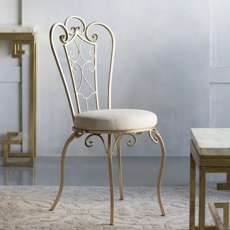 Chaise d'appoint pliante dorée 22" - Métal et bois de style shabby chic