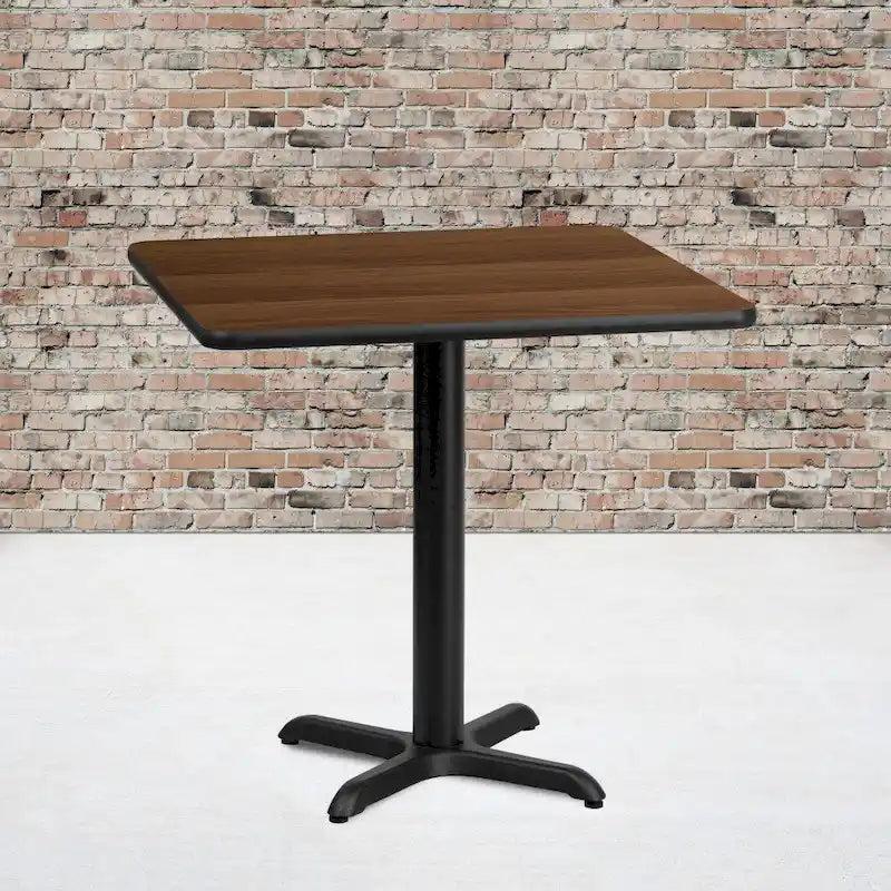 Table à manger carrée en stratifié de 24 po avec base en X – Utilisation commerciale et domestique
