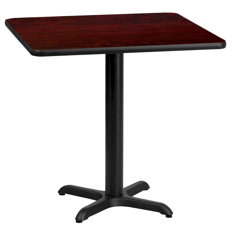 Table à manger carrée en stratifié de 24 po avec base en X – Utilisation commerciale et domestique