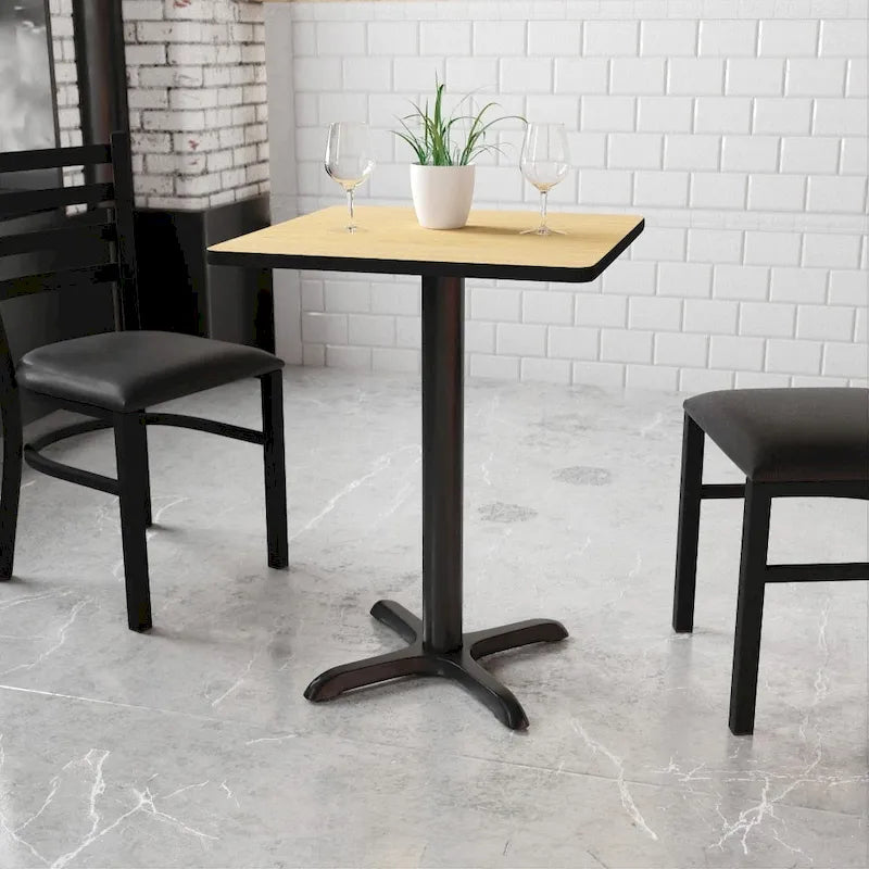 Table à manger carrée en stratifié de 24 po avec base en X – Utilisation commerciale et domestique