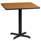 Table à manger carrée en stratifié de 24 po avec base en X – Utilisation commerciale et domestique