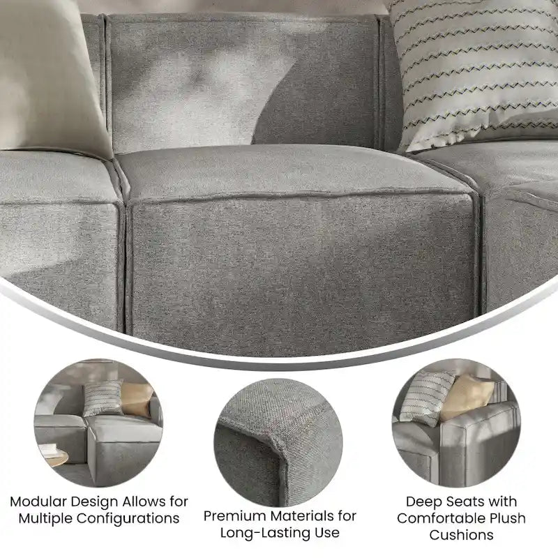 Fauteuil central sans accoudoirs de canapé sectionnel modulaire contemporain - 93,35 cm (P) x 71,76 cm (l) x 71,12 cm (H)