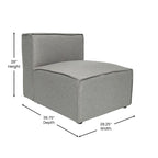 Fauteuil central sans accoudoirs de canapé sectionnel modulaire contemporain - 93,35 cm (P) x 71,76 cm (l) x 71,12 cm (H)