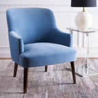 Fauteuil d'appoint en velours Mid-Century avec pieds en noyer - 68,6 cm L x 78,7 cm P x 91,4 cm H
