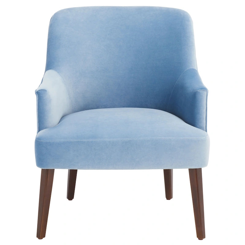 Fauteuil d'appoint en velours Mid-Century avec pieds en noyer - 68,6 cm L x 78,7 cm P x 91,4 cm H