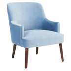 Fauteuil d'appoint en velours Mid-Century avec pieds en noyer - 68,6 cm L x 78,7 cm P x 91,4 cm H
