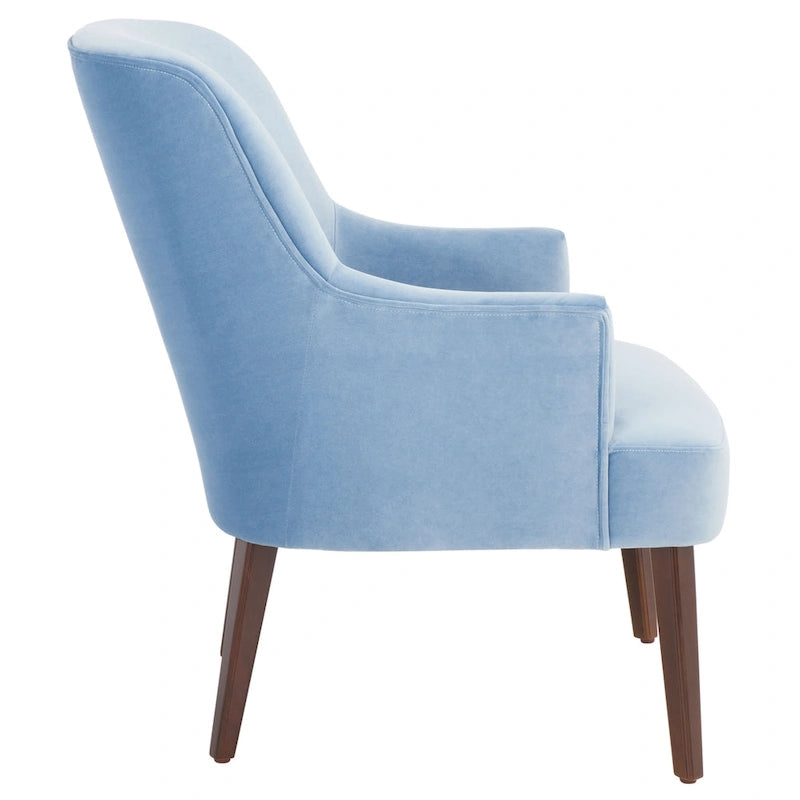 Fauteuil d'appoint en velours Mid-Century avec pieds en noyer - 68,6 cm L x 78,7 cm P x 91,4 cm H