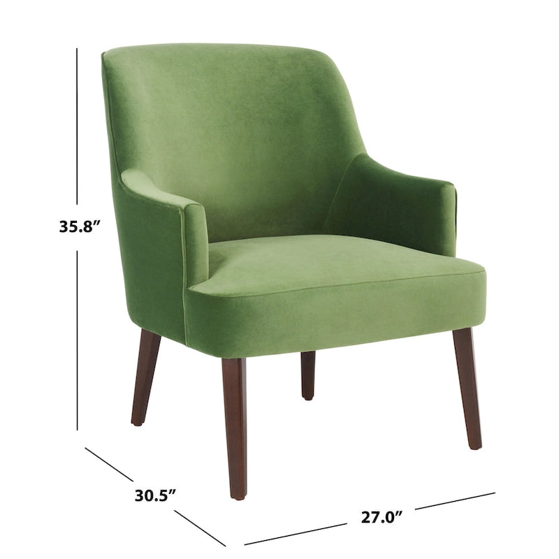 Fauteuil d'appoint en velours Mid-Century avec pieds en noyer - 68,6 cm L x 78,7 cm P x 91,4 cm H