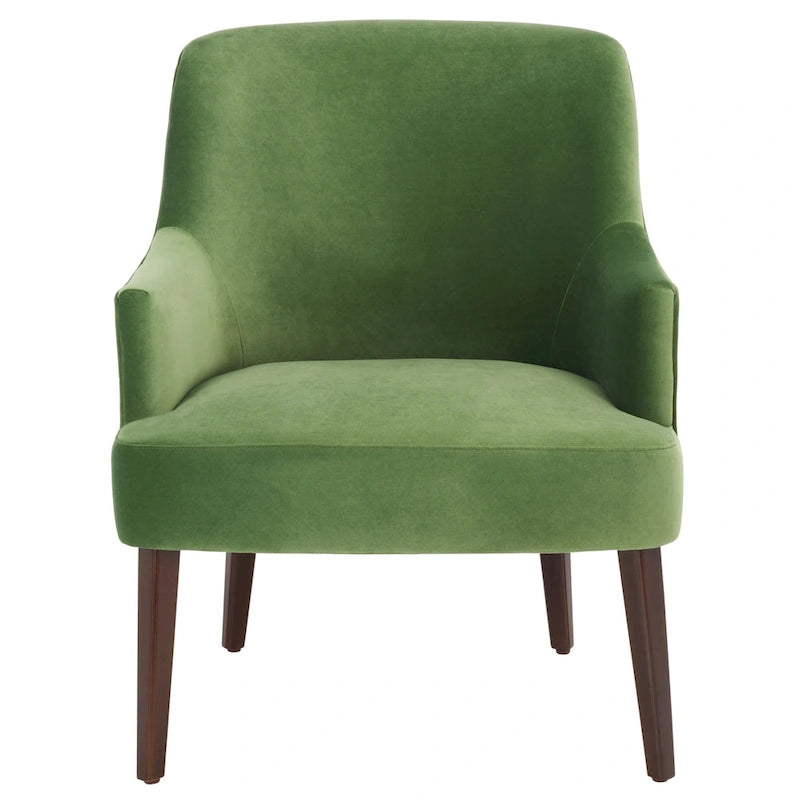 Fauteuil d'appoint en velours Mid-Century avec pieds en noyer - 68,6 cm L x 78,7 cm P x 91,4 cm H