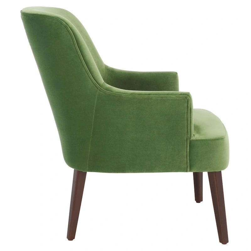 Fauteuil d'appoint en velours Mid-Century avec pieds en noyer - 68,6 cm L x 78,7 cm P x 91,4 cm H