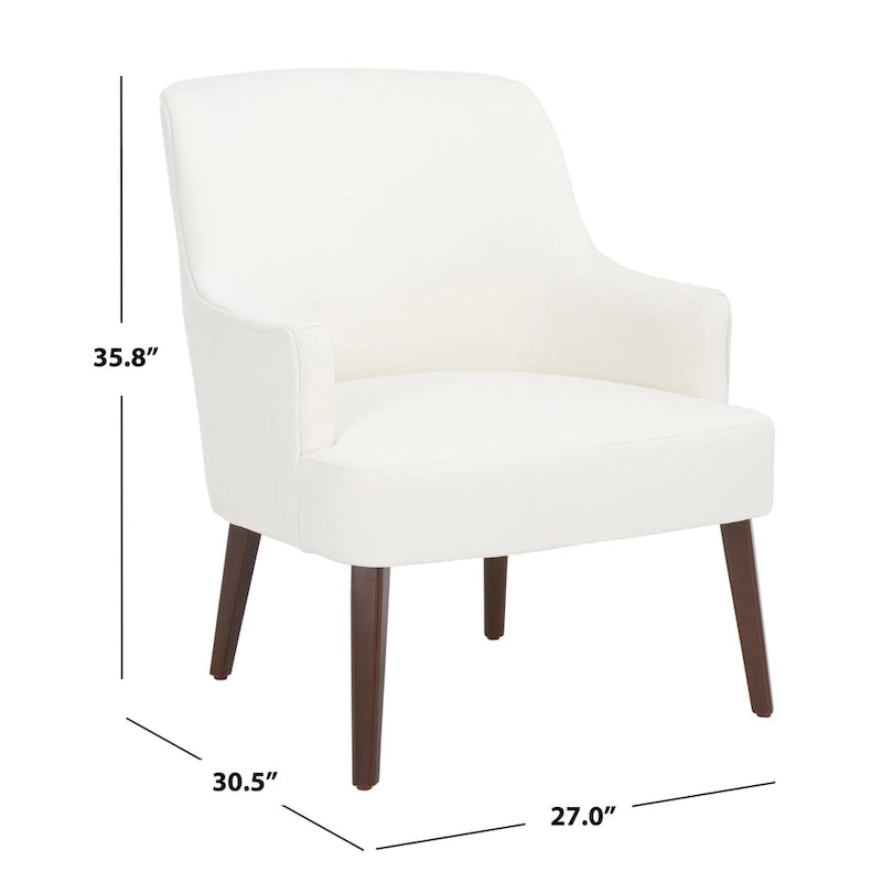 Fauteuil d'appoint en velours Mid-Century avec pieds en noyer - 68,6 cm L x 78,7 cm P x 91,4 cm H