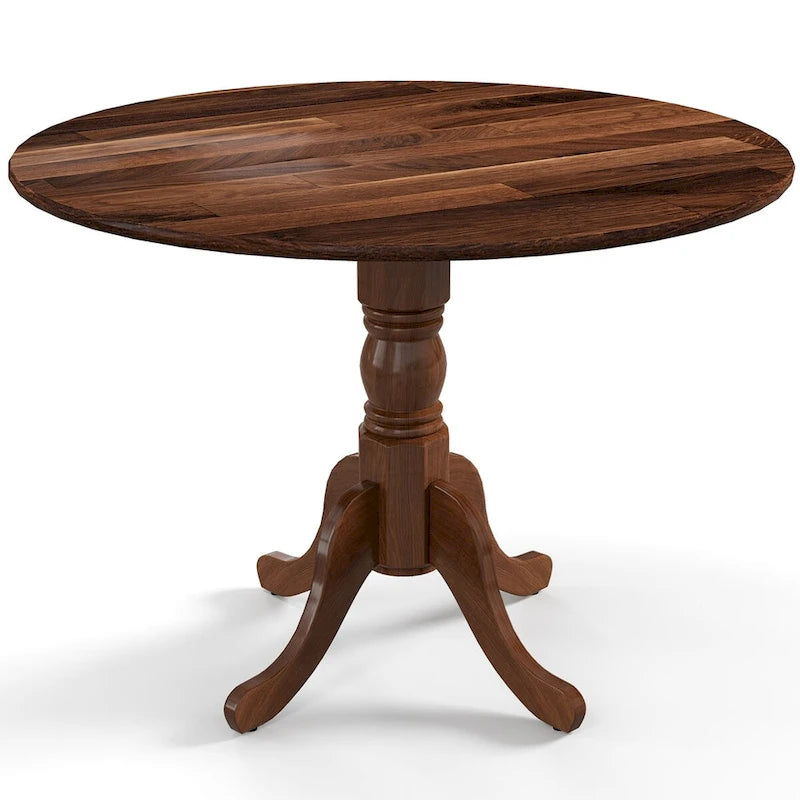Table de salle à manger ronde en bois d'hévéa avec pieds en tréteaux courbés - 100 cm | 4 places