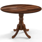 Table de salle à manger ronde en bois d'hévéa avec pieds en tréteaux courbés - 100 cm | 4 places