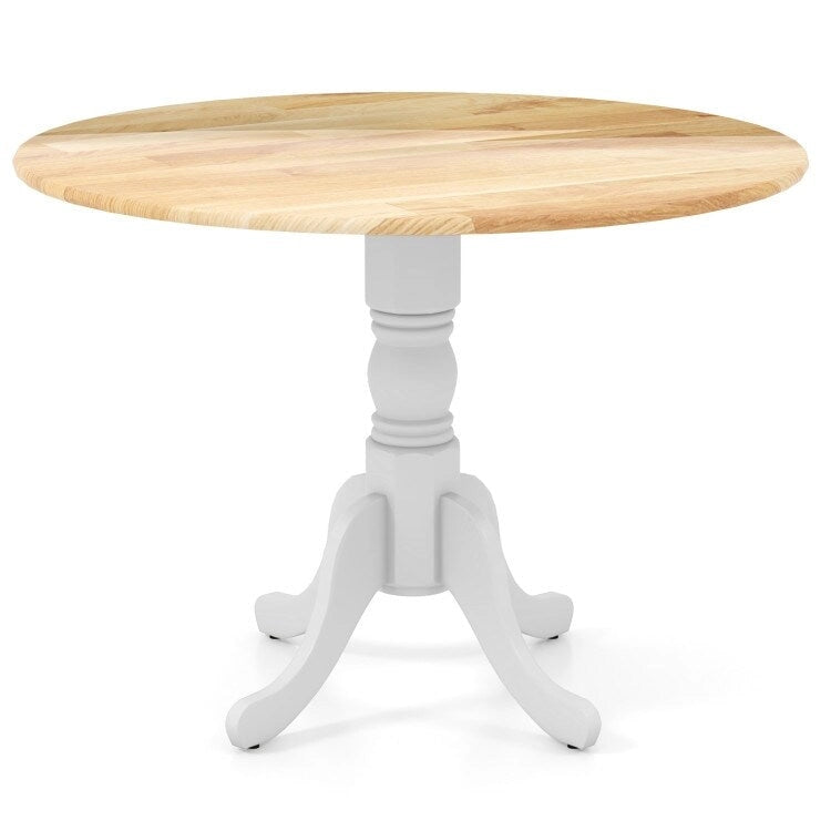 Table de salle à manger ronde en bois d'hévéa avec pieds en tréteaux courbés - 100 cm | 4 places