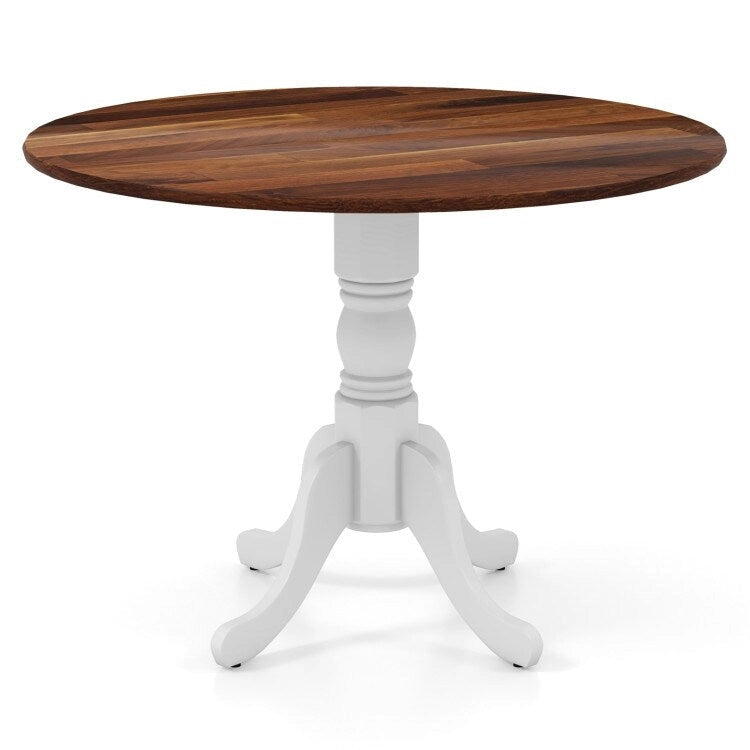 Table de salle à manger ronde en bois d'hévéa avec pieds en tréteaux courbés - 100 cm | 4 places
