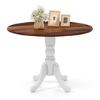 Table de salle à manger ronde en bois d'hévéa avec pieds en tréteaux courbés - 100 cm | 4 places