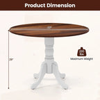 Table de salle à manger ronde en bois d'hévéa avec pieds en tréteaux courbés - 100 cm | 4 places