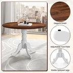 Table de salle à manger ronde en bois d'hévéa avec pieds en tréteaux courbés - 100 cm | 4 places