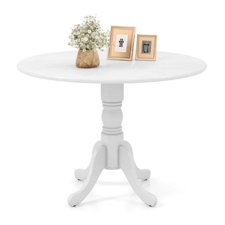 Table de salle à manger ronde en bois d'hévéa avec pieds en tréteaux courbés - 100 cm | 4 places