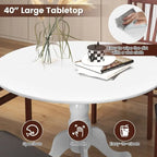 Table de salle à manger ronde en bois d'hévéa avec pieds en tréteaux courbés - 100 cm | 4 places