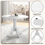 Table de salle à manger ronde en bois d'hévéa avec pieds en tréteaux courbés - 100 cm | 4 places
