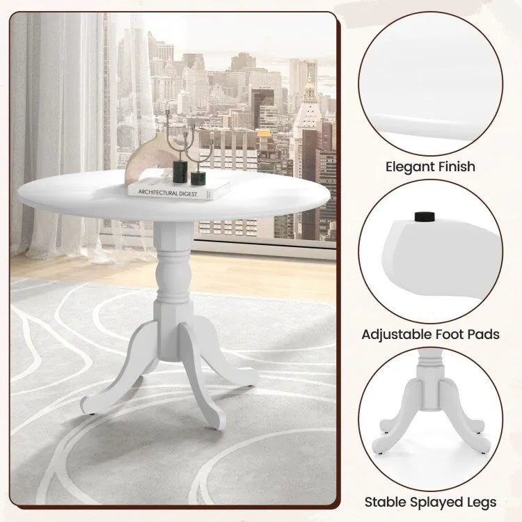 Table de salle à manger ronde en bois d'hévéa avec pieds en tréteaux courbés - 100 cm | 4 places