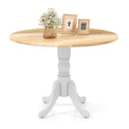 Table de salle à manger ronde en bois d'hévéa avec pieds en tréteaux courbés - 100 cm | 4 places