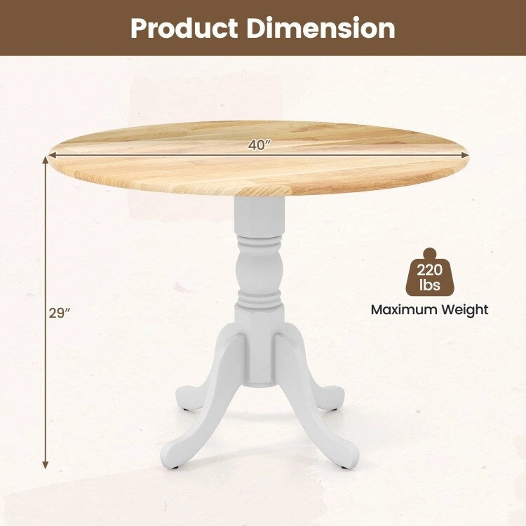 Table de salle à manger ronde en bois d'hévéa avec pieds en tréteaux courbés - 100 cm | 4 places