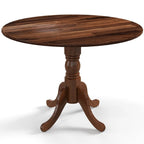 Table de salle à manger ronde en bois d'hévéa avec pieds en tréteaux courbés - 100 cm | 4 places