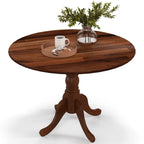 Table de salle à manger ronde en bois d'hévéa avec pieds en tréteaux courbés - 100 cm | 4 places