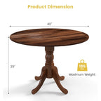 Table de salle à manger ronde en bois d'hévéa avec pieds en tréteaux courbés - 100 cm | 4 places