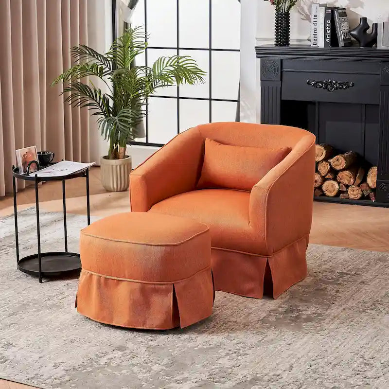 Fauteuil d'appoint pivotant avec pouf - Rotation à 360°