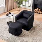 Fauteuil d'appoint pivotant avec pouf - Rotation à 360°