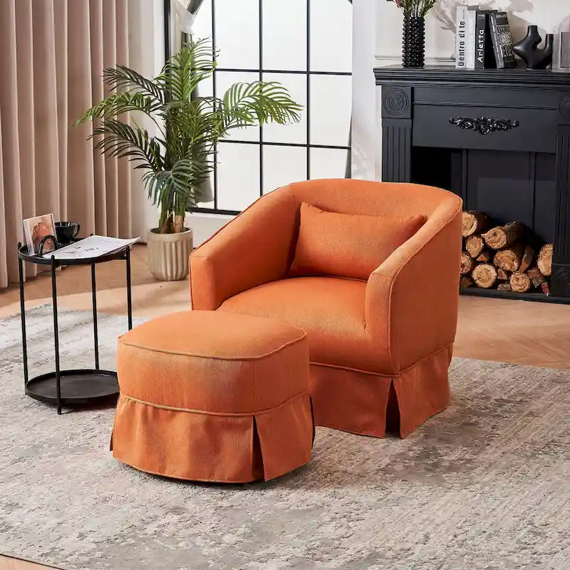 Fauteuil d'appoint pivotant avec pouf - Rotation à 360°